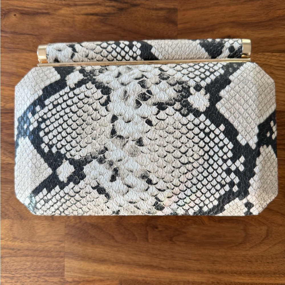 TRUE DECADENCE Faux Snake Box Clutch Bag